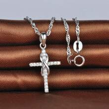 feilok 1pc Elegant & Fashionable 925 Sterling Silver & , Infinity Symbol & Cross Pendant Necklace Suitable For Women & Girls Daily Wear Or As Gifts For Birthday, Wedding, Christmas, Valentine'S Day