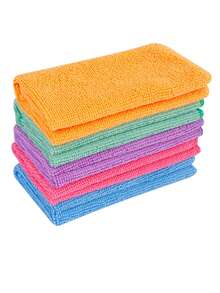 5 Piezas/set Tela De Limpieza De Fibra Super Fina Multiusos, Tela Para Lavar Platos, Estropajo, Toalla De Mano Fácil De Limpiar, Color Aleatorio - Multicolor - Ver 2