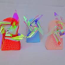 mini caja musical diseño molino de viento para mesa o buró con conector USB-tipo C. luz LED tenue con 3 melodias instrumentales diferentes y sensor tactil. - Rojo - Ver 4