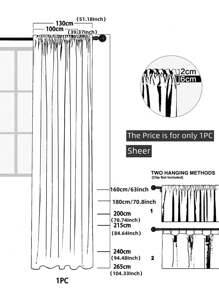 Rèm Sheer một tấm thêu hoa, Rèm Polyester lọc ánh sáng riêng tư cho phòng khách và phòng ngủ - trắng - Xem 3