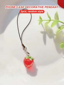 2 piezas Tira de celular al azar con diseño de fruta - Multicolor - Ver 7