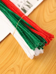 80入組聖誕節色彩的絨毛桿,可用於diy製作花和聖誕樹胸針,可扭曲的毛茸茸鐵絲軟桿 - 彩色 - 查看 7