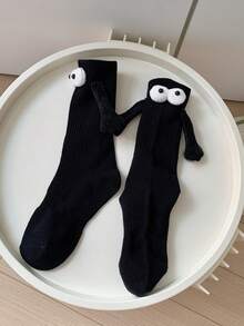 2 雙裝女黑白磁力眼情人手持襪