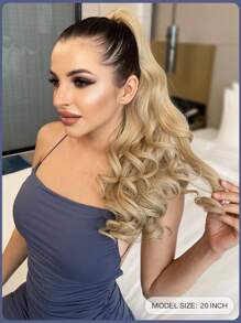 Claw Ponytail Extension 20 Inch Ombre Natural Wave Wavy Clip in Hair Extensions Soft Natural Looking Heat Resistant Fiber Synthetic Hairpiece For Women Daily Use - Gold - View 8