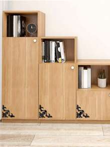 4入組塑料鏡子牆貼復古設計家居裝飾鏡 - 黑色 - 查看 2