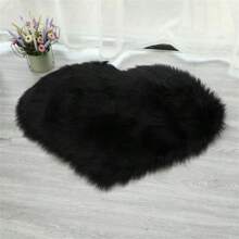 1 件心形地毯/垫子适用于卧室、客厅、沙发，柔软 - 黑色 - 查看 1