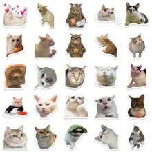 50入組diy剪貼簿手機殼日記禮品封條裝飾啟發式創意玩具貼紙,適用於手機、物品和裝飾玩具！diy行李滑板等貼紙,卡通有趣的貓手冊貼紙