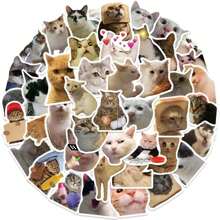 50入組diy剪貼簿手機殼日記禮品封條裝飾啟發式創意玩具貼紙,適用於手機、物品和裝飾玩具！diy行李滑板等貼紙,卡通有趣的貓手冊貼紙