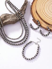 Beaded Jewelry Set - Black - View 11