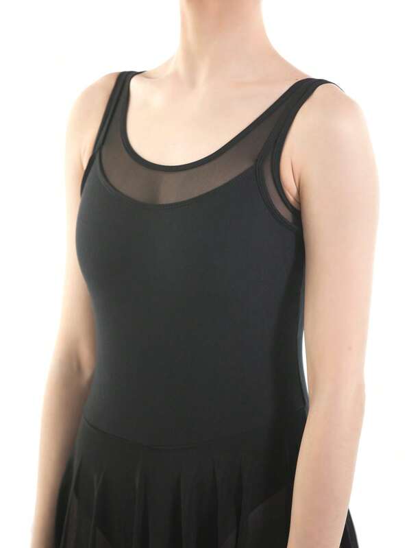 Black Mesh Sleeveless Ballet Dance Leotard Dress SHEIN USA