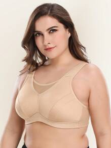 Wingslove 大码女士高强度全罩杯运动文胸 - 杏色 - 查看 6