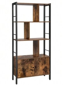 VASAGLE Bücherregal, Bücherschrank mit 4 offenen Regalebenen, Regal, Standregal, geräumiger Wohnzimmerschrank, Küche, Büro, Stahlgestell, Industrie-Design - Braun - Übersicht 1