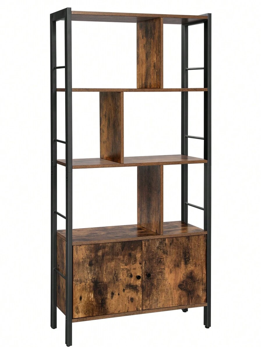 VASAGLE Bücherregal, Bücherschrank mit 4 offenen Regalebenen, Regal, Standregal, geräumiger Wohnzimmerschrank, Küche, Büro, Stahlgestell, Industrie-Design - Braun - Übersicht 1