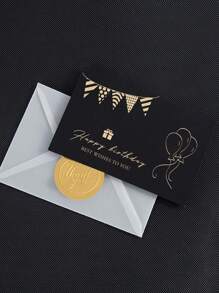 5入組生日、感謝、最美好的祝福、復古金箔賀卡(連信封),適用於聖誕節和假期