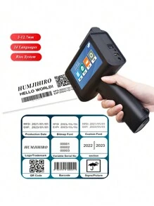 12.7mm Portable Thermal Inkjet Printer Unencrypted Handheld Inkjet Printer Variable Data QR Barcode Logo Expiry Date Production Date Pattern Multi-Functional Multi-Material Lightweight Handheld Inkjet Printer - Black - View 2