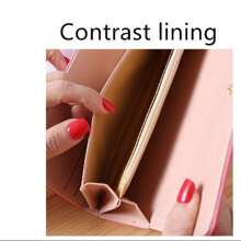 1 pieza Bolso de embrague multifuncional negro con patrón de rombos, diseño de corazón y corona, de gran capacidad, adecuado para teléfono, regalo para mujeres, cartera, billetera larga