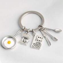 Key Chains For Car Keys, Cooking Keychain Home Cooking Key Ring Fried Egg Pan Blender Cook Book Tableware Key Chain For Chef Gifts Jewelry DIY,Key Chain, Cooking Keychain Home Cooking Key Ring Fried Egg Pan Blender Cook Book Tableware Key Chain For Chef Gifts Jewelry DIY - Silver - View 5