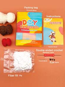Diy手工編織鉤針材料套件,適用於貂毛玩具製作,包括編織毛線 - 彩色 - 查看 3