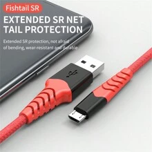 Micro USB充電線，6.6英尺超長PS4控制器充電線，耐用的安卓充電線，兼容三星Galaxy S7 Edge S6，Note 5，Note 4，Moto G5，安卓手機，Kindle Fire，尼龍編織網+PVC - 紅色 - 查看 6