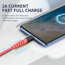 Micro USB充電線，6.6英尺超長PS4控制器充電線，耐用的安卓充電線，兼容三星Galaxy S7 Edge S6，Note 5，Note 4，Moto G5，安卓手機，Kindle Fire，尼龍編織網+PVC - 紅色 - 查看 5