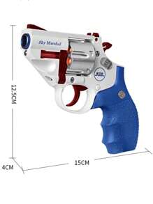 1pc Small Revolver Toy Gun, Aluminum Alloy Soft Bullet Gun, Double-action Semi-automatic Pistol - Blue - View 5