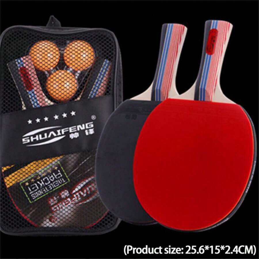 1set - 6 Stars [2 Pcs Of Long Handle Racket] - With 3 Balls - Army Green - View 1