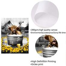 1 件向日葵高地牛牆壁藝術農舍牛帆布牛浴室圖片有趣的浴室柱,黑白牛浴室牆壁裝飾可愛牛圖片家居裝飾,適合浴室無框架。 - 彩色 - 查看 9