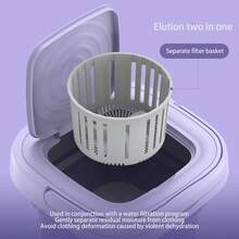 可折疊便攜式迷你洗衣機,適用於清洗嬰兒衣服、內衣或小物品,10l大容量水桶附排水籃,適用於公寓、洗衣店、露營、旅行等 - 紫色 - 查看 2