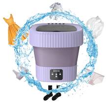 可折疊便攜式迷你洗衣機,適用於清洗嬰兒衣服、內衣或小物品,10l大容量水桶附排水籃,適用於公寓、洗衣店、露營、旅行等 - 紫色 - 查看 1