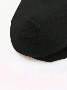 6 雙裝黑色甜美可愛日式簡約時尚女式扇貝邊短襪 - 黑色 - 查看 3