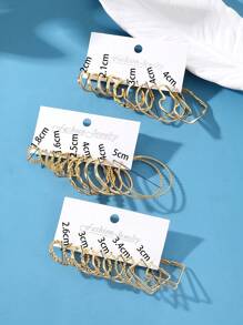 32pcs Women's Love Earrings - Yellow Gold - View 6