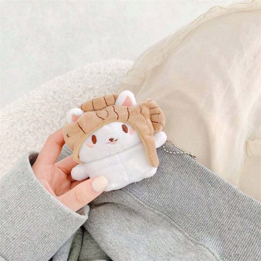 Winter Apple Cute Fluffy Cat Earphone Case Compatible With Airpods1/2/Airpods Pro/Airpods 3/Airpods Pro (2nd Generation), Earphones Not Included - White - View 1