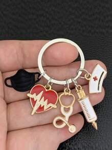 1入組黑色醫生和護士醫療鑰匙扣首飾口罩鑰匙扣醫療救援鑰匙扣注射器聽診器愛護士帽鑰匙扣,是醫生、護士、醫護人員感恩節禮物、聖誕禮物、聖誕節配飾、聖誕節裝飾品,護士禮物的理想選擇 - 黑色 - 查看 2