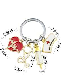 1入組黑色醫生和護士醫療鑰匙扣首飾口罩鑰匙扣醫療救援鑰匙扣注射器聽診器愛護士帽鑰匙扣,是醫生、護士、醫護人員感恩節禮物、聖誕禮物、聖誕節配飾、聖誕節裝飾品,護士禮物的理想選擇 - 黑色 - 查看 5