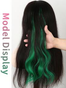 10片彩色夹式接发，16英寸长卷曲波浪假发片，夹式合成材质，万圣节角色扮演装扮时尚派对圣诞节狂欢节音乐节新年礼物，适合女性、儿童和女孩（红色） - 墨綠色 - 查看 6