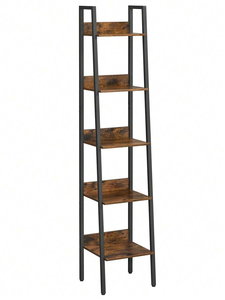 VASAGLE Bücherregal, Leiterregal 5 Ebenen, schmales Regal, offenes Standregal für Arbeitszimmer, Wohnzimmer, Schlafzimmer, Küche, Industrie-Design