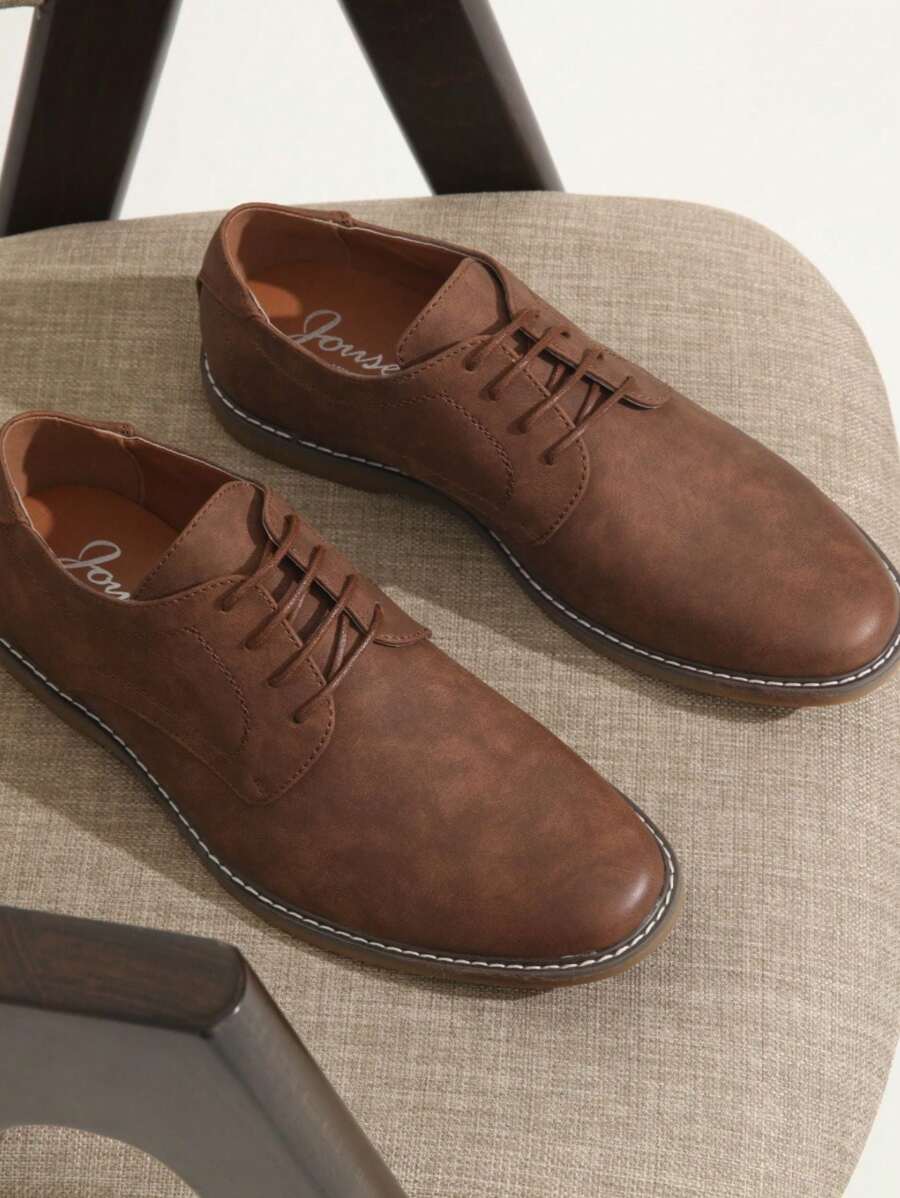 SHOESMALL Men's Suede Casual Dress Shoes Brown Plain Toe Suede Oxfords Lightweight Business Shoes Classic Formal Derby Shoes