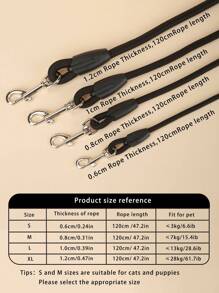 1pc Solid Color Pet Leash For Dog For Outdoor - Black - View 6