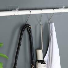 2 件裝免鑽孔窗簾桿掛鉤、伸縮桿固定裝置、壁掛式淋浴桿、毛巾架、門口窗簾架 - 無色 - 查看 6