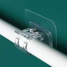 2 件裝免鑽孔窗簾桿掛鉤、伸縮桿固定裝置、壁掛式淋浴桿、毛巾架、門口窗簾架 - 無色 - 查看 2