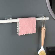 2 件裝免鑽孔窗簾桿掛鉤、伸縮桿固定裝置、壁掛式淋浴桿、毛巾架、門口窗簾架 - 無色 - 查看 4