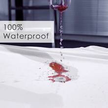 尼龍床罩，100% 防水、涼爽、透氣、防黴、防塵蟎、防臭蟲、防過敏、銀離子抗菌、可機洗、快乾、設計簡單、舒適包括 1入組床墊保護套和套，以及 2入組枕頭保護套和套 - 白色 - 查看 5