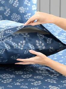 Lux Decor 4-Piece Floral Bed Sheet Set, High GSM Brushed Microfiber Bedding With 16-Inch Deep Pocket Fitted Sheet, Soft Cozy Breathable Bed Sheets And Pillowcases, Easy Care Bedding For Bedroom, Guest Room And Dorm - 藏蓝色 - 查看 4
