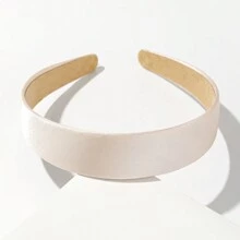 1pc Wide Macaron Bright Color Solid Glossy Headband (3cm Width) Or Wide Fabric Headband Casual Tiaras,Hairband,Hair Hoop Headbands ,Makeup Headband Hair Accessories Head Accessories - Beige - View 2