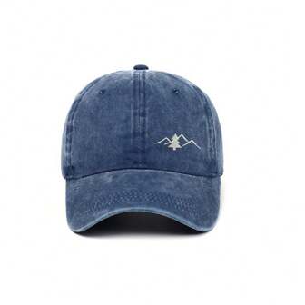 Blue Washed Style Baseball Cap With Embroidery, Summer Outdoor Sports Baseball Cap