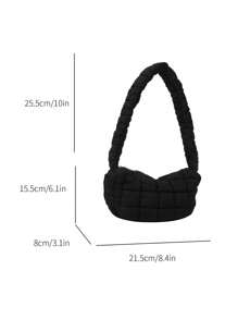 Mùa thu Và Mùa Đông Thủy triều Mây Cái túi - Chất rắn Chần Túi nách , Tối giản Túi đeo vai - màu đen - Xem 6