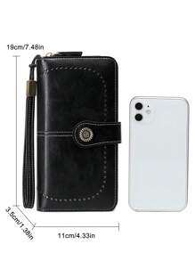 CHARM INFINITE Ví cầm tay chống trộm RFID đa chức năng gấp ba dành cho nữ mỏng cầm tay đựng tiền mặt cho nhân viên văn phòng dành cho nữ dành cho phụ nữ đi làm đi học đi làm đi làm văn phòng kỷ niệm ngày cưới quà tặng sinh nhật cho cặp đôi quà tặng ngày lễ tình nhân quà tặng cho nam ví ví dài ví đeo tay - màu đen - Xem 8