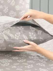 4-Piece Floral Bed Sheet Lux Decor High GSM Brushed Microfiber Bedding Set – Soft & Cozy Feel – Fits Up To 16 Inches Deep Pocket – Complete Bedding With Sheets & Pillowcases – Back To School, Home Decor, Breathable Sheets, Graduation Gifts – Soft Bed Linens, Comfortable Bedding Set, Luxury Bedroom Decor, Valentine's Day Bedroom, Spring Bedding Refresh, Guest Room Essentials, Dorm Room Bedding, Premium Bed Linens, Easy Care Sheets, Hypoallergenic Fabric, Year-Round Comfort, Master Bedroom Update, Matching Bedding Set, Hotel Quality Linens - 灰褐色 - 查看 4