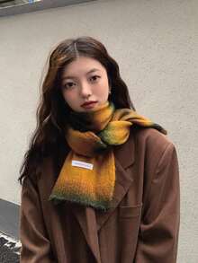 1 Pieza Bufanda Degradado Para Mujer De Fibra De Poliéster Multicolor Con Flecos, De Moda Y Personalizada - Multicolor - Ver 1