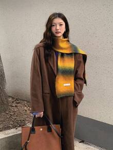 1 Pieza Bufanda Degradado Para Mujer De Fibra De Poliéster Multicolor Con Flecos, De Moda Y Personalizada - Multicolor - Ver 3